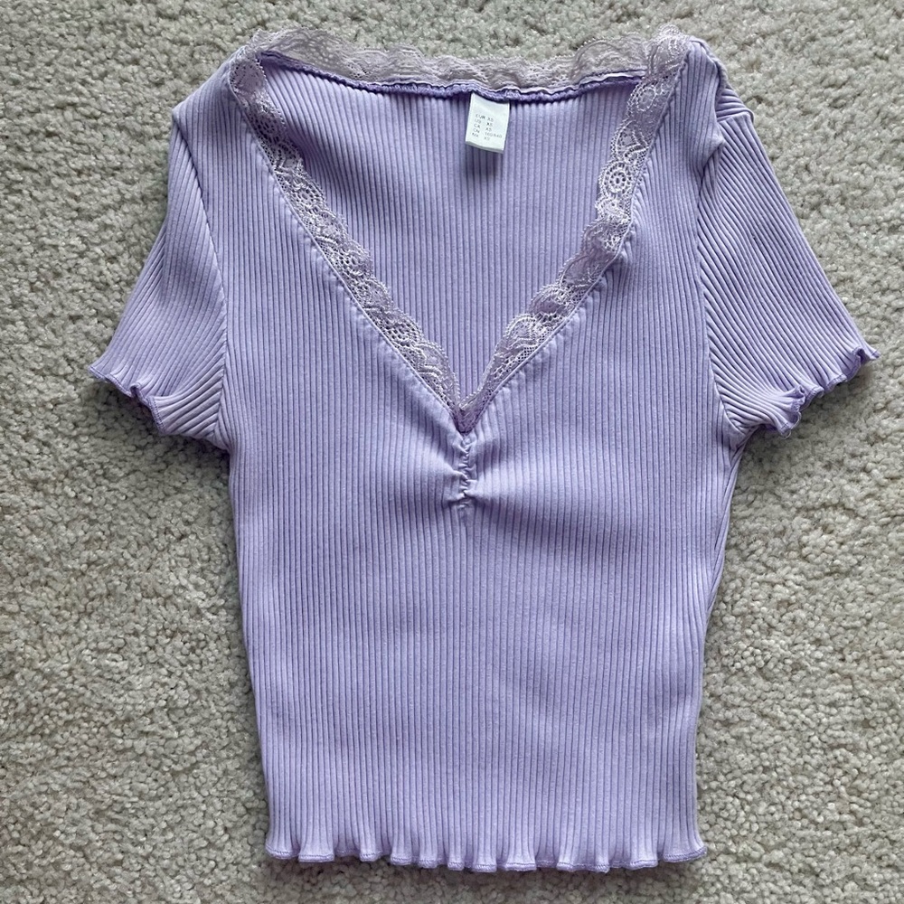 H&M Purple Ribbed Top